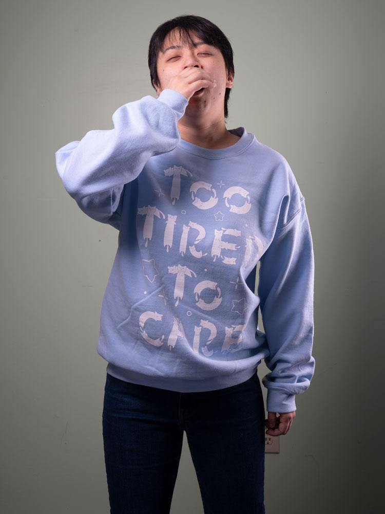 Too Tired To Care Sweater Blue - MUKA